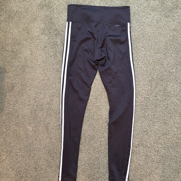 Adidas 3 Stripe Pants Womens Medium Black Performance Climalite Yoga Jogging M - Picture 4 of 4